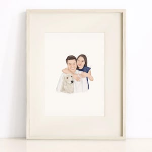 Ritratto di famiglia personalizzato, dipinto ad acquerello di animali domestici e proprietari da foto, regalo per la perdita di un animale domestico, ritratto di un animale domestico personalizzato, regalo commemorativo, dipinto di un cane
