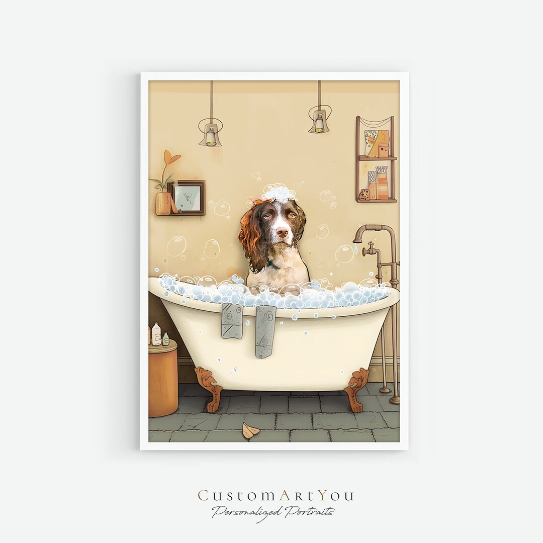 Funny Bathroom Art, Dog Portrait, Bathroom Wall Art Prints, Dog ...