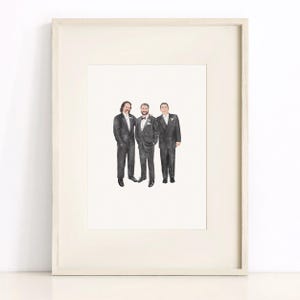 Groom And Father Family Portrait From Photo, Watercolor Painting, Anniversary Gift, Personalized Wedding Portrait, Hand Painted Illustration