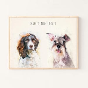 Ritratto personalizzato di un animale domestico da foto, dipinto di un cane ad acquerello su tela e carta, regalo commemorativo per animali domestici, regali personalizzati, perdita di un gatto, commissione d'arte
