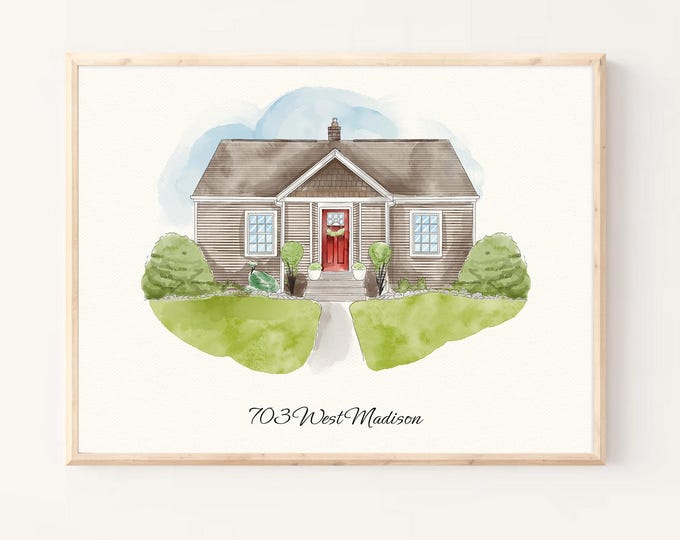 Custom House Portrait – Digital Watercolor Painting From Photo - Etsy ...