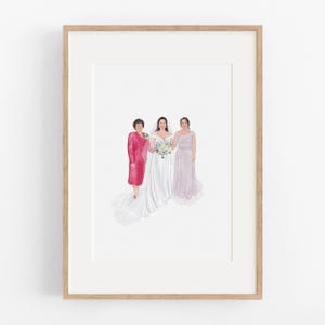 Mother Gift From Daughter, Mother Of The Bride Gifts, Mom Birthday Gift, Generational Wedding Portrait, Custom Portrait Painting From Photo