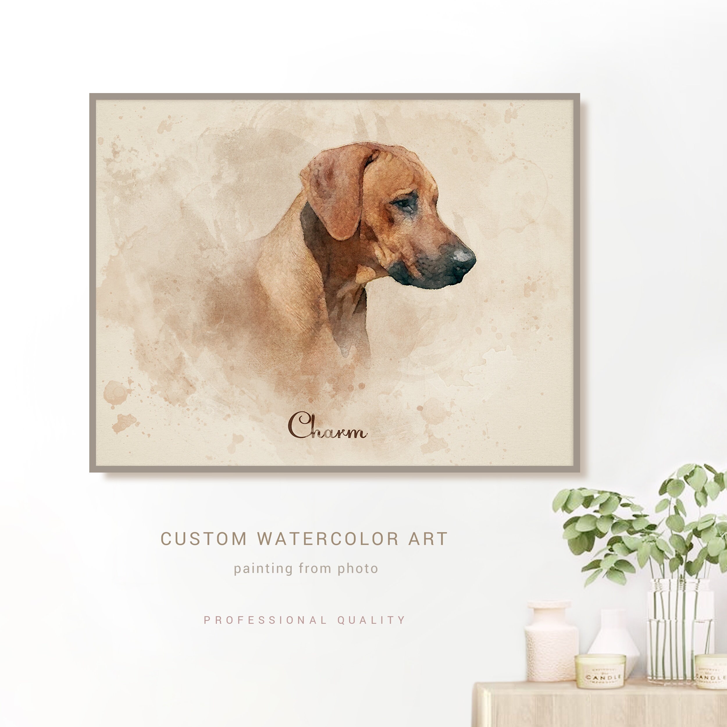 Pet memorial gift watercolor painting from photo custom pet Etsy