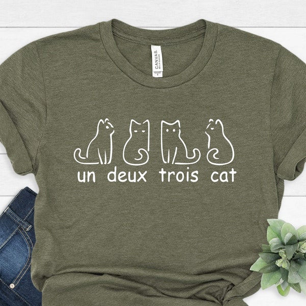 Un Deux Trois Cat Shirt, French Cat Tee, Animal Lover Shirt, Cat Lady Gift, Funny Animal Shirt, Kitty Shirt