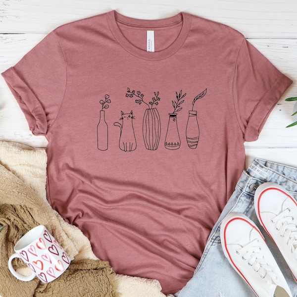 Cats and Plants Shirt, Plant Lady Tee, Plant Lover Gift, Gift Shirts for Cat Lover, Succulent Plants Shirt, Gardening Shirt, Gardener Shirt