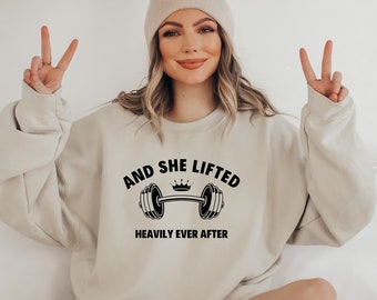 And She Lifted Heavily Ever After Sweatshirt, Cute Fitness Hoodie, Funny Workout Sweatshirt, Weightlifting Hoodie, Women Lifting Sweatshirt