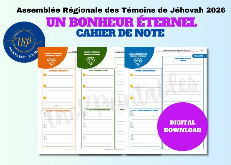Assemblée Régionale des TJ 2026 - Un bonheur éternel | Cahier de notes | Téléchargement numérique bild 3