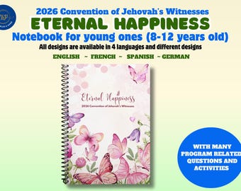 2026 JW Convention Eternal Happiness ~ Notebook for young ones ( 8-12 years old)  with many activities ~ 4 languages