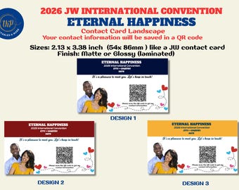 Contact cards for 2026 International Convention with QR code ~ Eternal Happiness ***Matte and Glossy finish ~ All locations