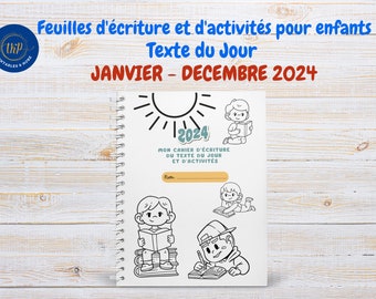 JW Feuilles d'écriture et d'activités ~ Texte du jour - Janvier - Decembre 2024 - pour enfants - TJ ~ Téléchargement numérique.