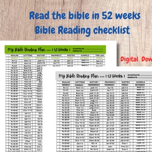 Read the Bible in 52 Weeks in 2 Designs **** Bible Reading Schedule ...
