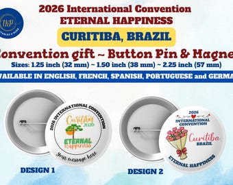 Pines e imanes para botones de la Convención Internacional 2026 – Recuerdo de la Felicidad Eterna de Curitiba