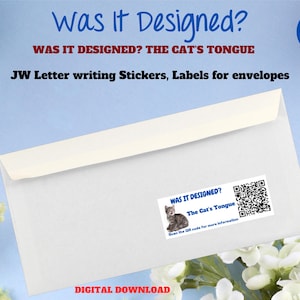 Lettre JW ~ Autocollants, étiquettes avec lien vers la vidéo ou vers l'article « Était-ce conçu ? - La langue de chat » *** Téléchargement numérique