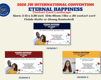 Business/Contact cards for JW 2026 International Convention – Eternal Happiness ~ Matte and Glossy finish ~ All locations