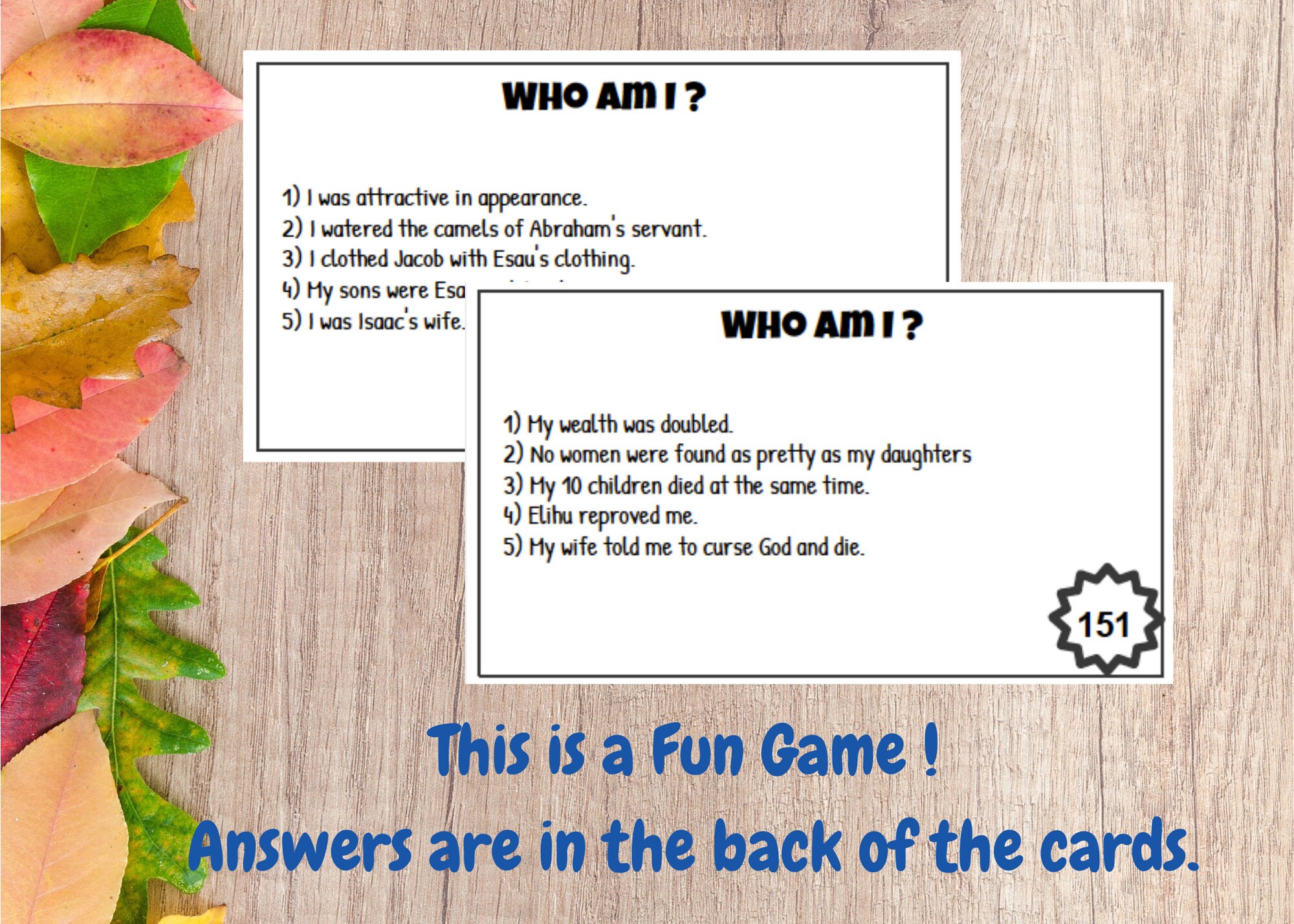 Who Am I Bible Questions Games 200 Cards Printables - Etsy