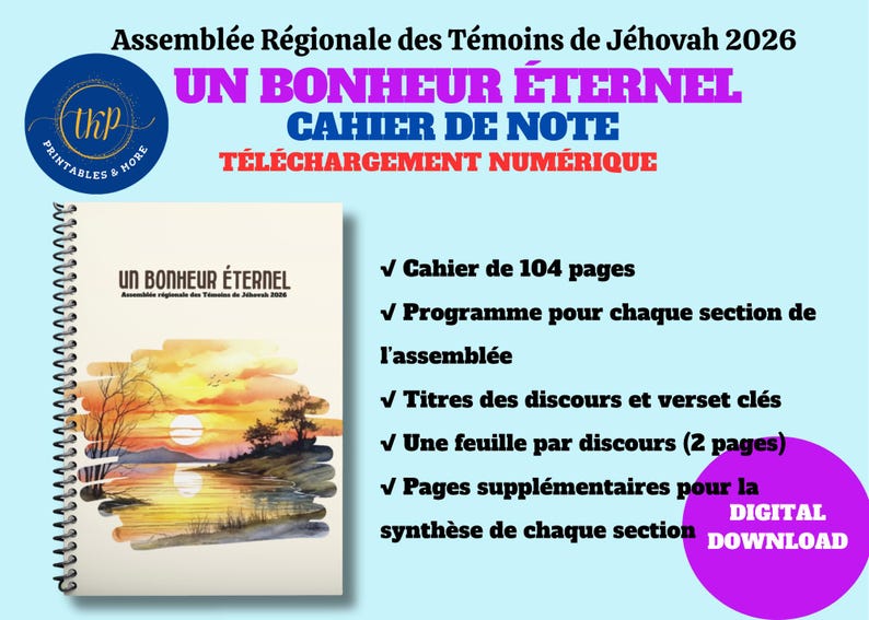 Assemblée Régionale des TJ 2026 - Un bonheur éternel | Cahier de notes | Téléchargement numérique bild 2