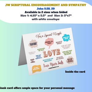 Karta z życzeniami na ślub/rocznicę JW Scriptural z białą kopertą ~ Dostępna w 2 rozmiarach