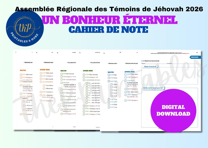 Assemblée Régionale des TJ 2026 - Un bonheur éternel | Cahier de notes | Téléchargement numérique bild 5