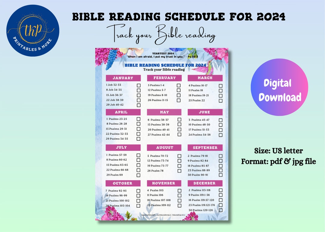 JW Bible Reading Schedule & Tracker for 2024 in 5 Different Designs Printable File JW 2024