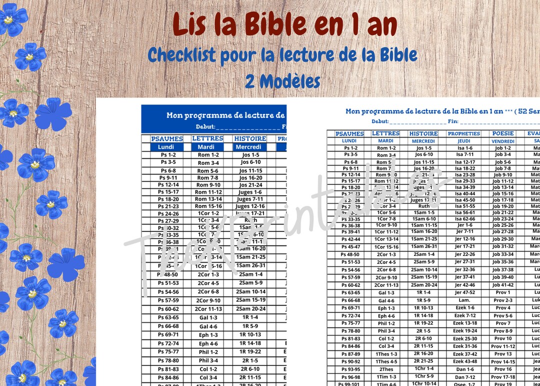 Lis La Bible En 1 an ( 52 Semaines ) **** Programme De Lecture De La