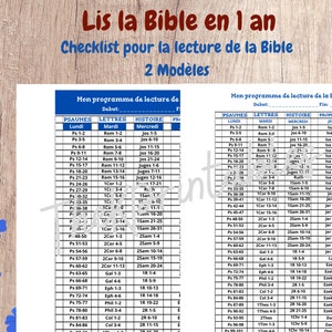 Lis la bible en 1 an ( 52 semaines ) **** Programme de lecture de la Bible ***** TÉLÉCHARGEMENT IMMÉDIAT