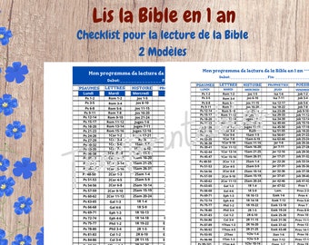 Lis la bible en 1 an ( 52 semaines )  **** Programme de lecture de la Bible ***** INSTANT DOWNLOAD