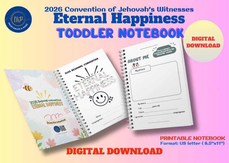 2026 JW Convention ~ Eternal Happiness ~ Notebook for Toddlers With ...