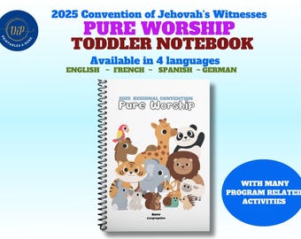 2025 JW Convention PURE WORSHIP ~ Spiral Notebook for preschoolers with many program related activities ~ 2 sizes ~ Laminated covers
