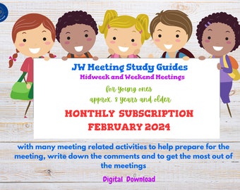 Interactive Weekly Meetings Worksheets for Young Ones (approx. 8 years and older) MONTHLY SUBSCRIPTION for FEBRUARY 2024 ***Instant Download