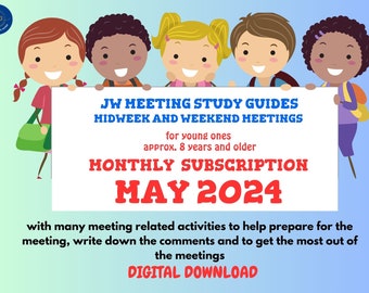 Interactive Weekly Meetings Worksheets for Young Ones (approx. 8 years and older) MONTHLY SUBSCRIPTION for MAY 2024 ***Instant Download