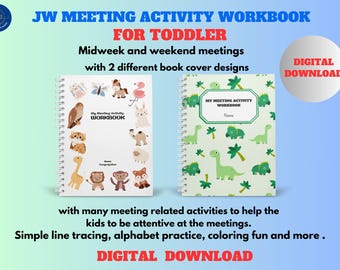 JW Meeting and activity workbook for toddler and Preschoolers ~ Careful listening, Practice handwriting and more *****Instant Download
