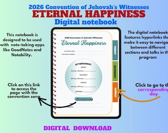 Digital notebook - 2026 Convention of Jehovah’s Witnesses -ETERNAL HAPPINESS  *** Digital Download