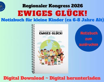 Regionaler Kongress der Zeugen Jehovas 2026 – „Ewiges Glück!“ Notizbuch für kleine Kinder (ca 6-8 Jahre Alt) zum herunterladen .