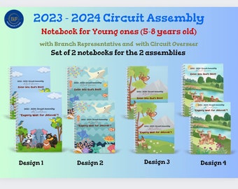 2023-2024 JW Assembly’s notebooks SET for the little ones( 5-8 years old) ~ with many activities in 2 sizes and 4 languages~Laminated covers