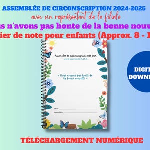TJ Assemblée de circonscription 2024-2025 avec un représentant de la filiale ~ Cahier de note pour enfants (Aprox. 8 - 12 años)
