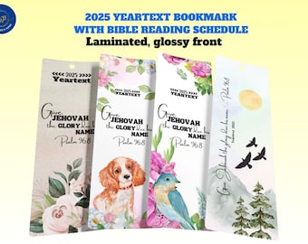 2025 JW Yeartext laminated Bookmarks ~ Set of 10 ~ 2025 Bible Reading Schedule & Tracker ~ 5 different designs ~ 4 languages ~ Psalms 96:8