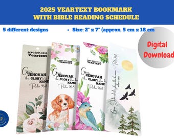 2025 JW Yeartext Bookmarks ~ 2025 Bible Reading Schedule & Tracker ~ 5 different designs ~ 4 languages ~ Psalms 96:8 ****  DIGITAL DOWNLOAD