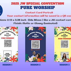Kontaktkarten für die Special Convention 2025 mit QR-Code ~ Pure Worship ~ 54 x 86 mm, matt und glänzend ~ Alle Standorte