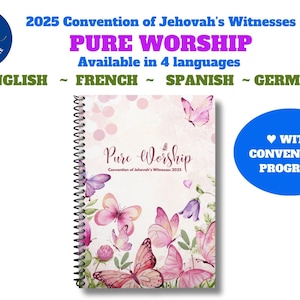 JW 2025 Convention Pure Worship ~ Cahier à spirales personnalisé avec programme de la convention ~ Couvertures plastifiées ~ Cadeaux pour la convention JW