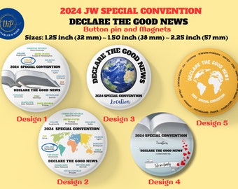 2024 JW special convention  "Declare the good news" ~ Add the convention’s location ~ Buttons/Pins ~ in 3 sizes