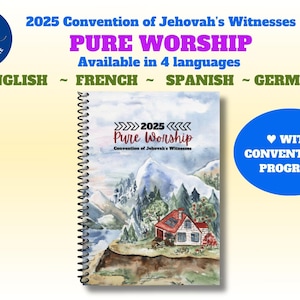 JW 2025 Convention Pure Worship ~ Spiralblock mit dem Programm der JW 2025 ~ Laminiertes Cover ~ JW Convention Geschenke