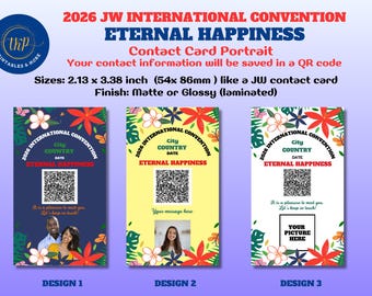Contact cards for 2026 International Convention with QR code ~ Eternal Happiness ** Matte and Glossy finish ~ All locations