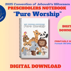 Convención TJ 2025 ~ Adoración Pura ~ Cuaderno para niños pequeños con muchas actividades ~ 110 páginas ~ Carta de EE. UU. **** Descarga digital