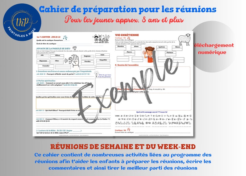 Cahier De Préparation Pour Les Réunions Des Témoins De Jéhovah Pour Les
