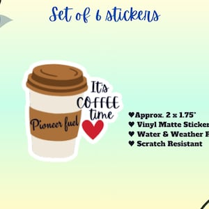 Pioneer fuel - STICKERS ~ Set of 6 Vinyl Stickers ~ JW Pioneer school Gifts ~ Water Bottle ~ Phone Case ~ Greeting Card ~ Free shipping