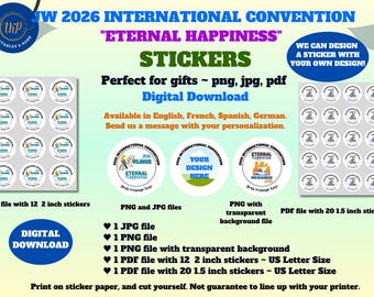 JW 2026年国際大会「永遠の幸福」～ステッカー～ギフトに最適～png、jpg、pdf形式***デジタルダウンロード