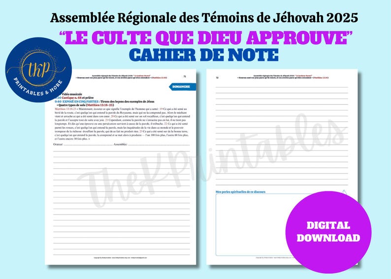 Assemblée Régionale des TJ 2026 - Un bonheur éternel | Cahier de notes | Téléchargement numérique bild 4