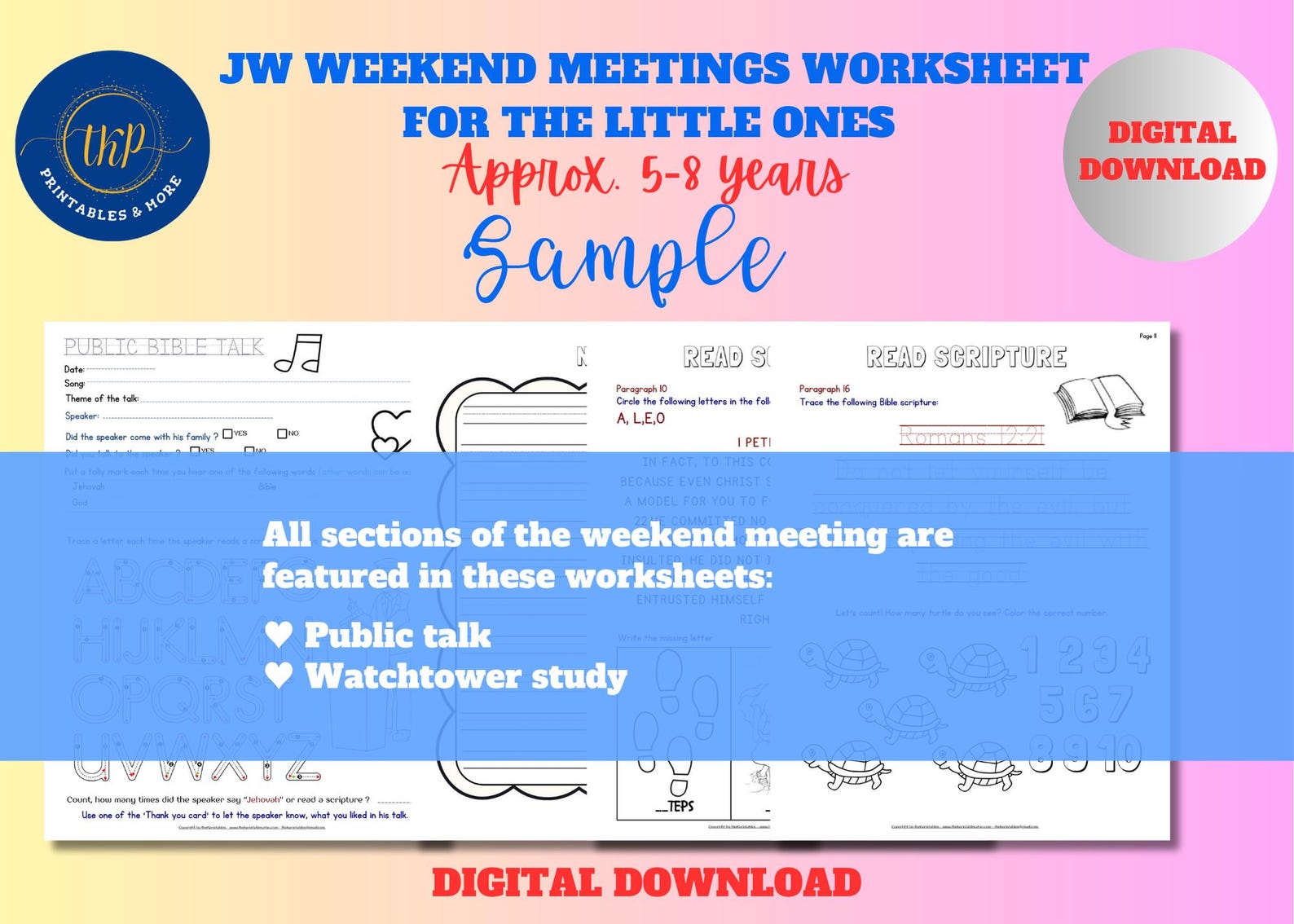 JW Meeting Worksheets for Kids 5–8 | YEARLY SUBSCRIPTION*** 12 Months ...