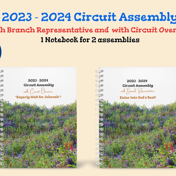 2023-2024 JW Circuit Assembly  With Branch Representative and Circuit Overseer Spiral Notebook in 3 sizes and 4 languages ~ Laminated Covers