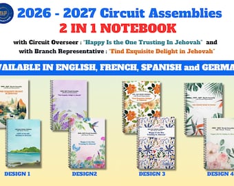 2026-2027 JW Circuit Assembly  With Branch Representative and Circuit Overseer ~ 2 in 1 Notebook in 3 sizes and 4 designs  ~ 4 languages